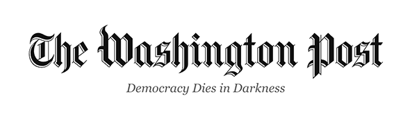 A black and white logo for the washington post