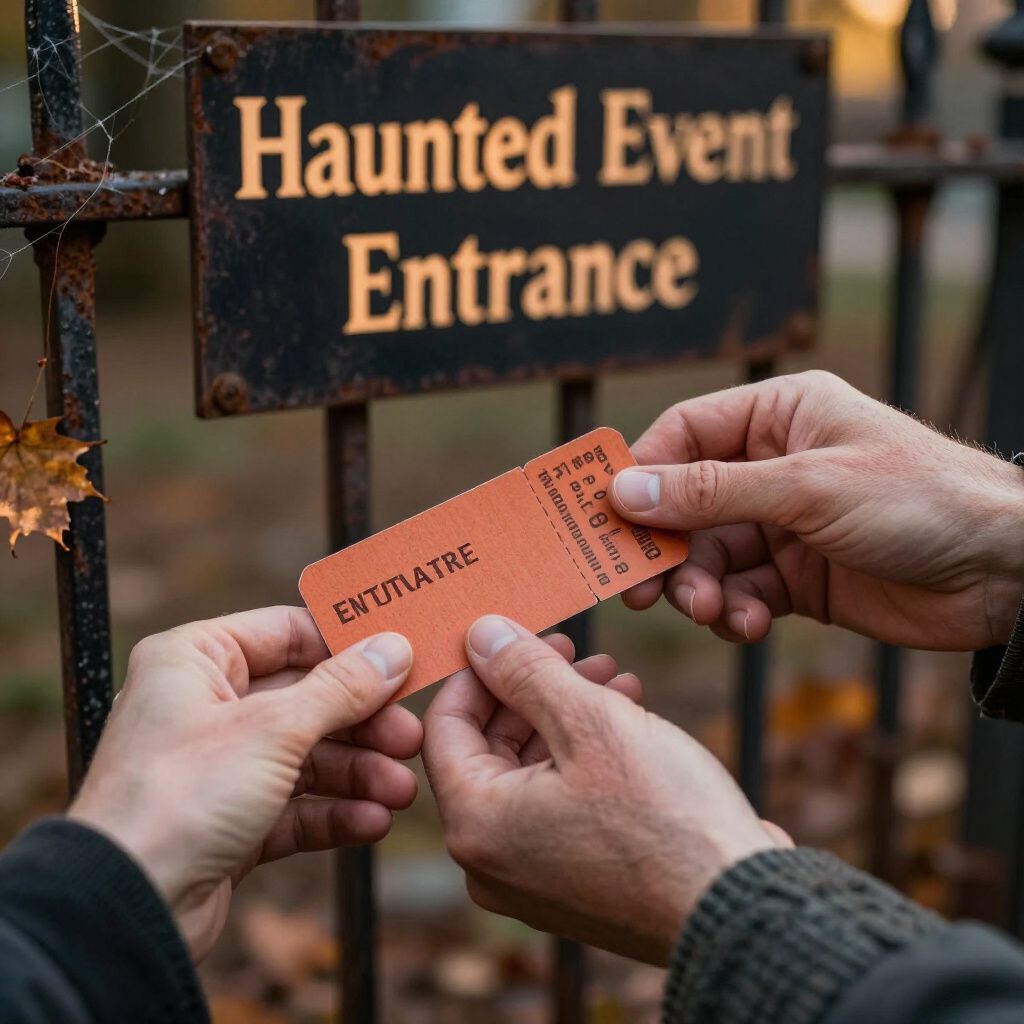 Person handing an orange ticket labeled