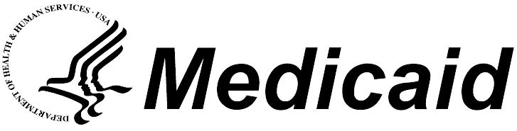 The word medicaid is on a white background