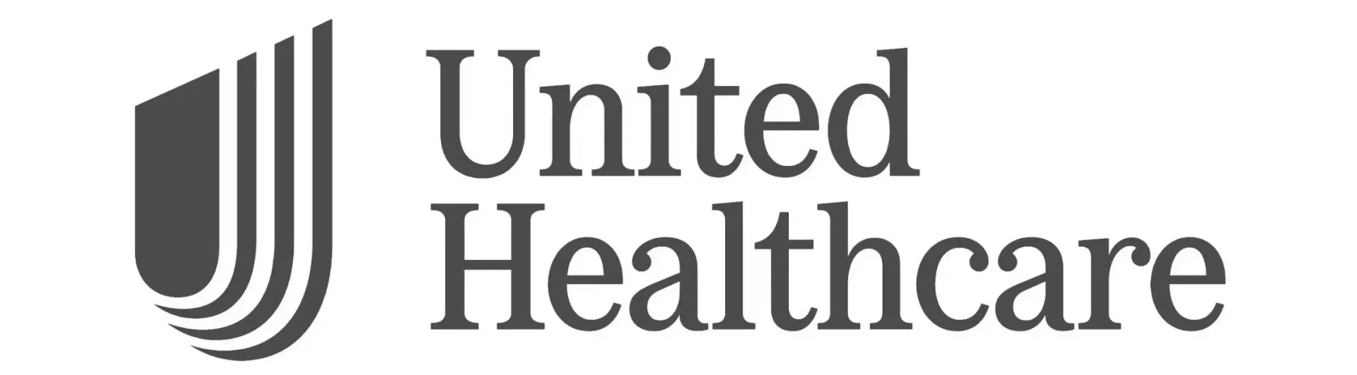 The logo for united healthcare is black and white.