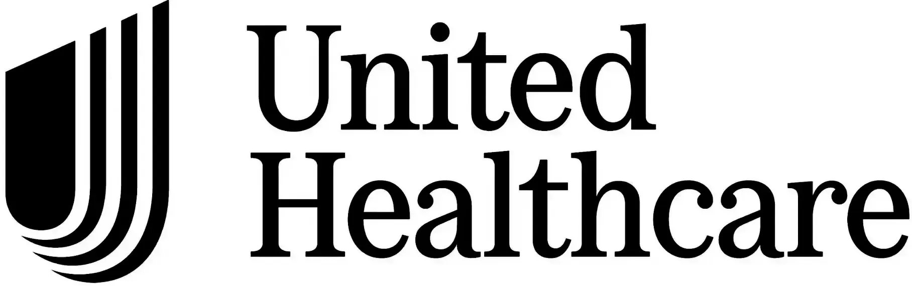 The logo for united healthcare is black and white.