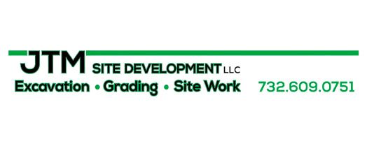 M Site Development LLC logo with text grading, site work, and contact number