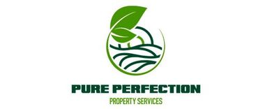 Pure Perfection Property Services logo with green leaf and landscape graphic
