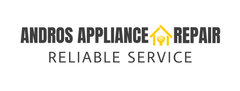 the logo for andros appliance repair is a reliable service