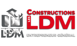 Logo de l'entreprise Constructions LDM de couleur blanche.