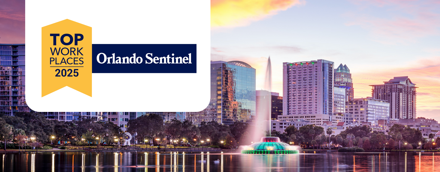 A picture of the city of orlando at night