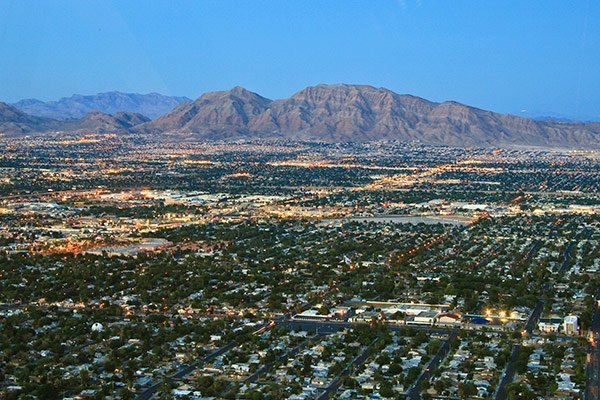 An aerial view of Las Vegas neighborhoods.