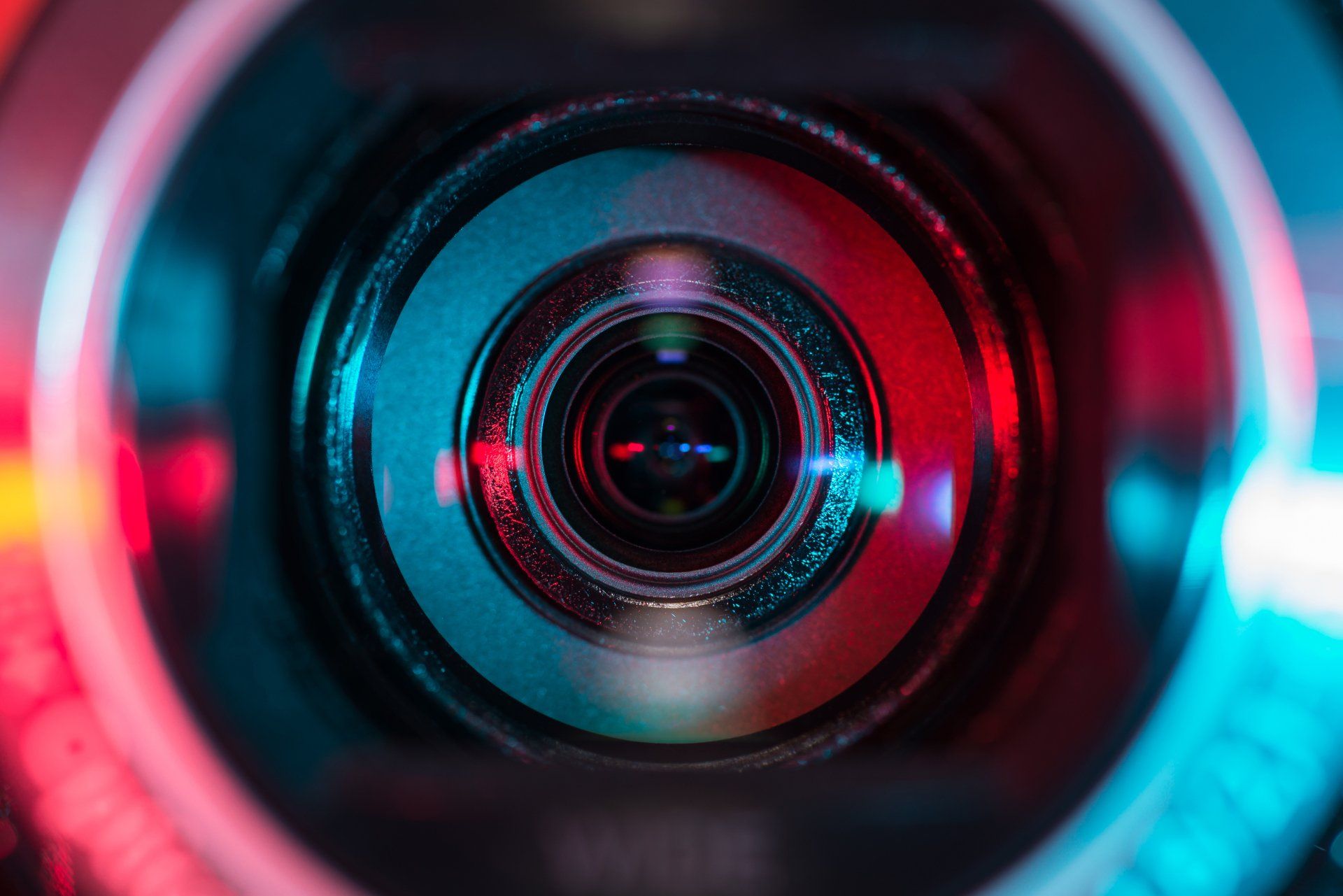 Marketing agency camera lens close-up