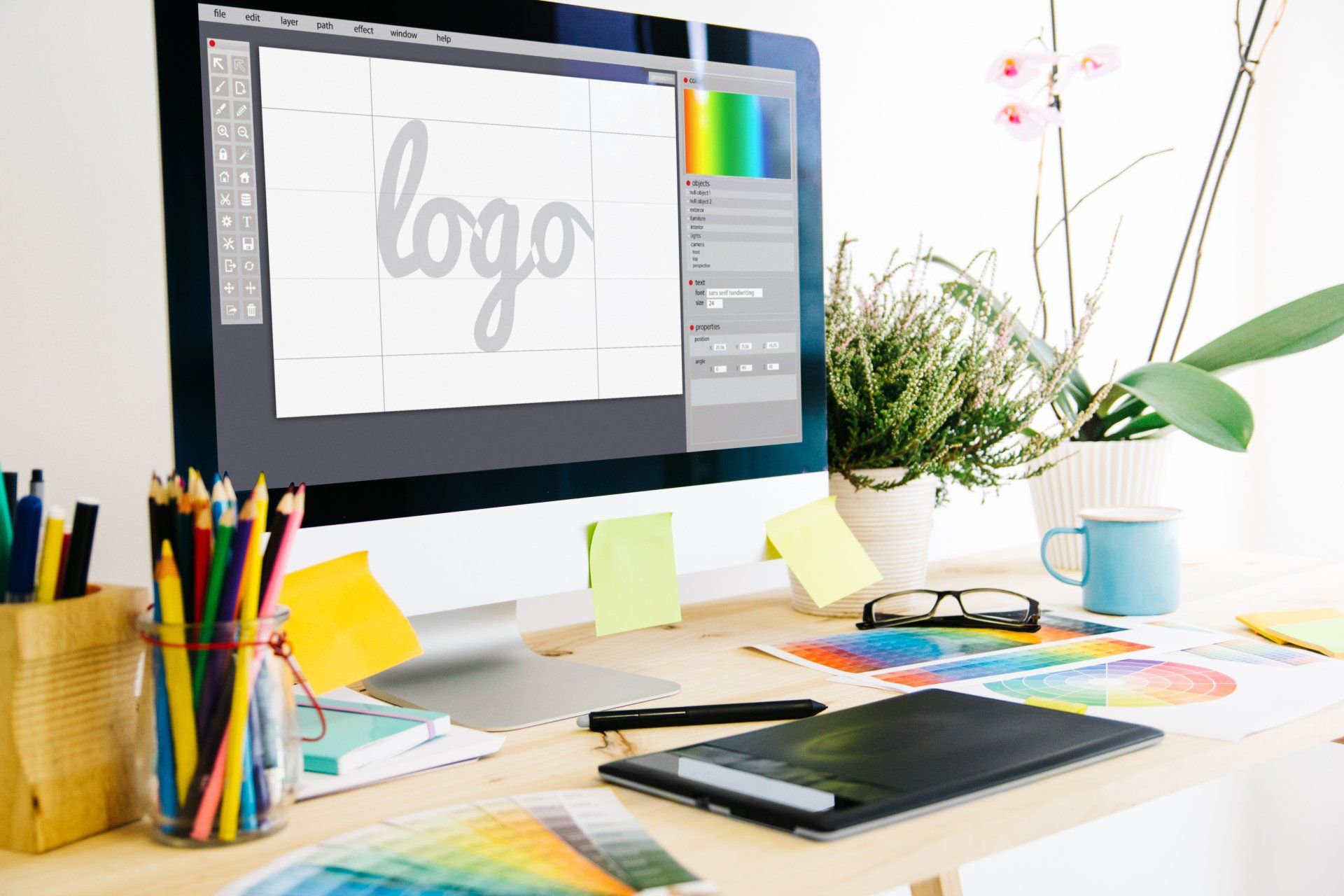 Creating a logo on a computer screen
