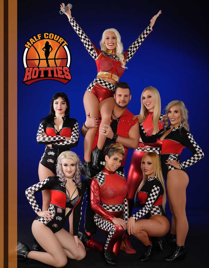 women in basketball dance costume