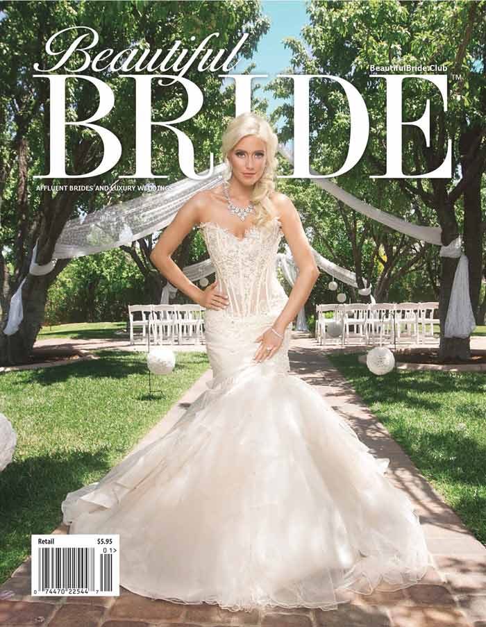 woman modeling on bride magazine cover