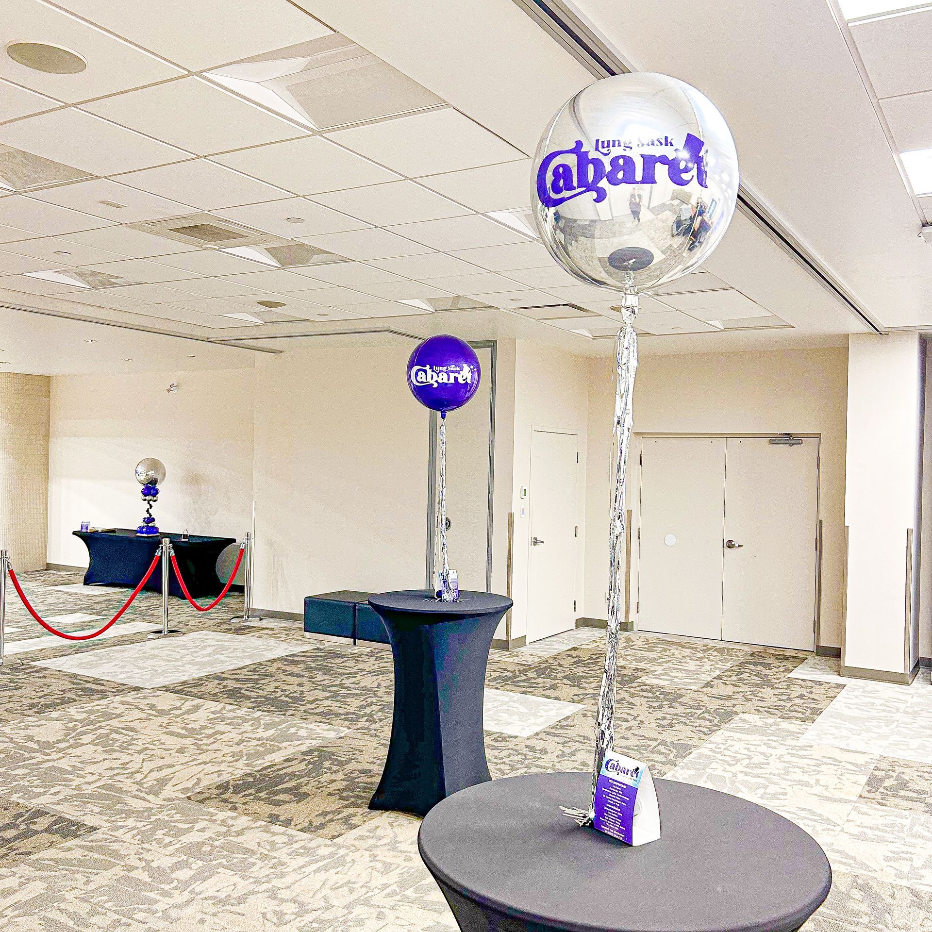 A purple balloon with the word cabaret on it