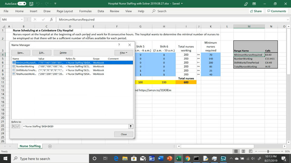 Named ranges can be viewed in Excel's Name Manager