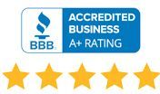 BBB Accredited Business, A+ rating, with 5 Star