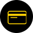 black circle with yellow credit card financing icon