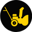 black circle with yellow snow blower icon