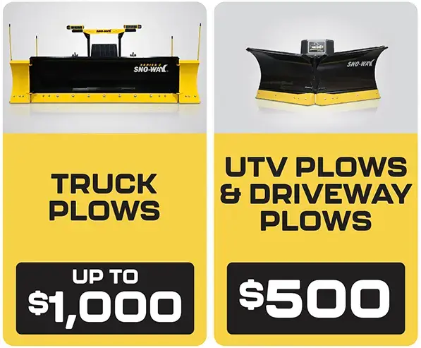 SnoWay truck, UTV, Driveway plows. Up to $1000 off.