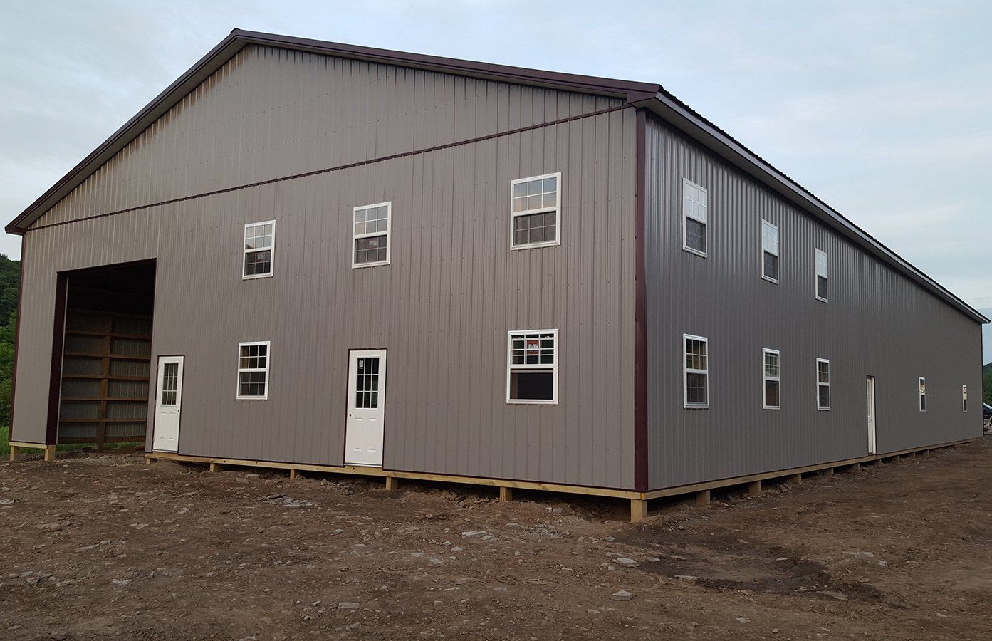 A large building with a lot of windows and doors