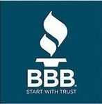 The bbb logo is blue and white and says `` start with trust ''.