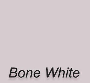 A swatch of bone white paint on a white background.