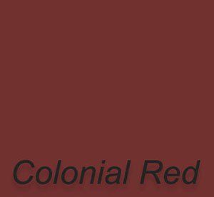 A close up of a red background with the words `` colonial red '' written on it.