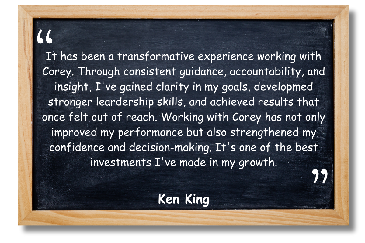 Blackboard with writing on it.