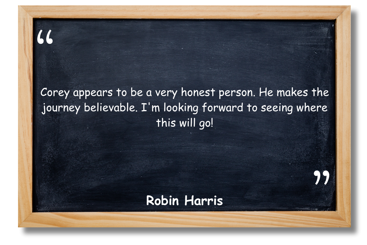 Blackboard with writing on it.