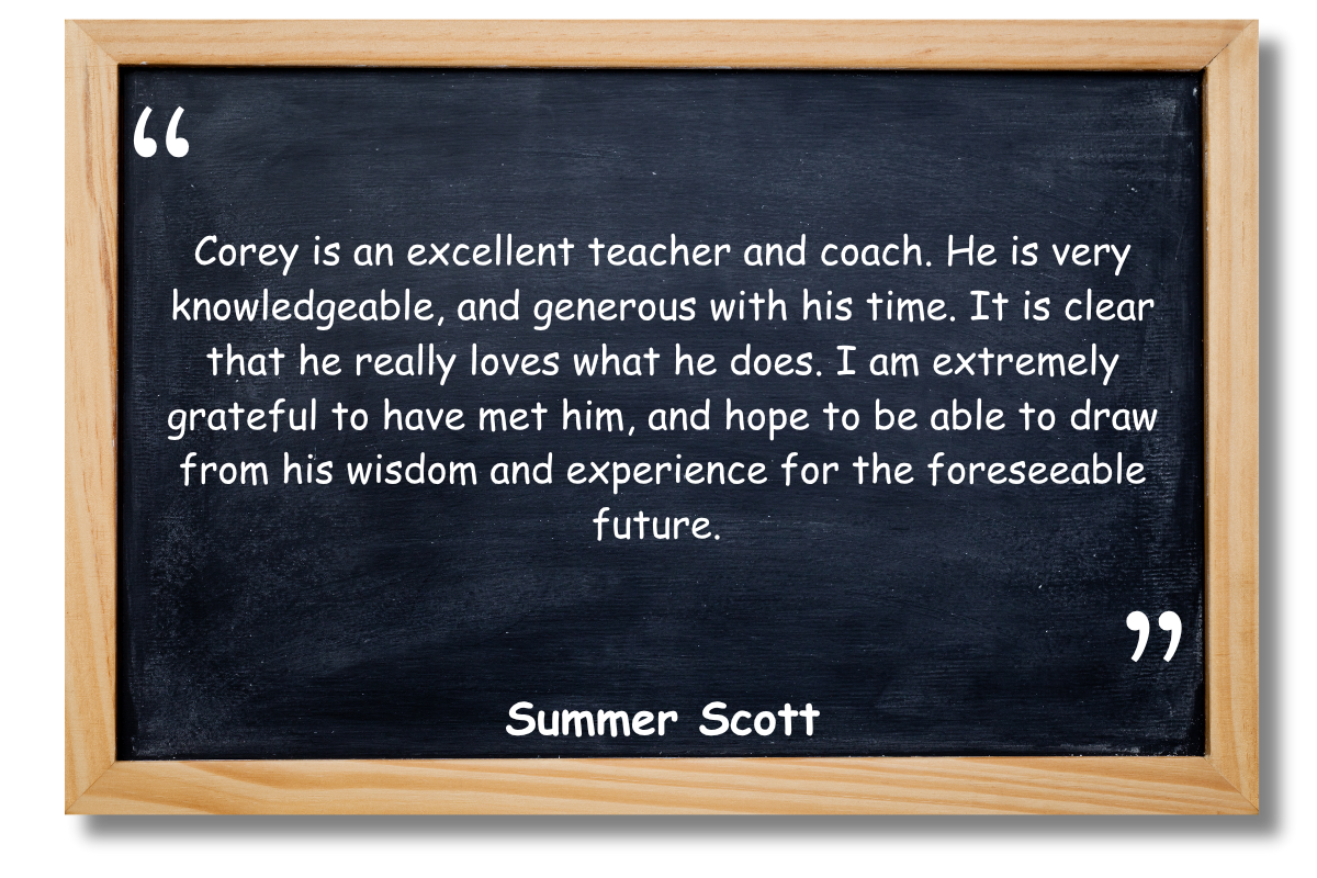 Blackboard with writing on it.