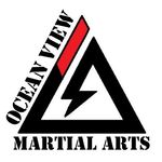 Ocean View Martial Arts logo: black triangle, red stripe, lightning bolt, text "Ocean View" and "Martial Arts".