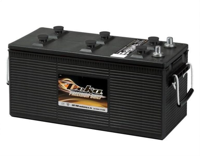 Black Interstate L16 Premium deep-cycle battery with carry handles and terminals.