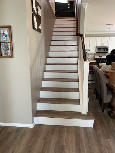staircase Otay Mesa flooring waterproof laminate white risers