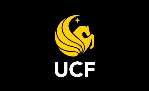 The ucf logo is yellow and white on a black background.