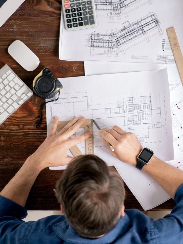 Engineer Working on landscape plans