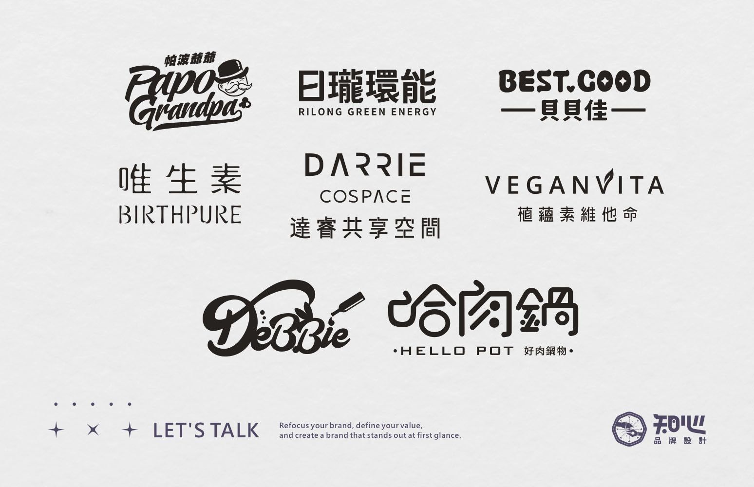 不同產業的標準字設計案例，展示如何透過客製化標準字提升品牌辨識度與品牌形象。
