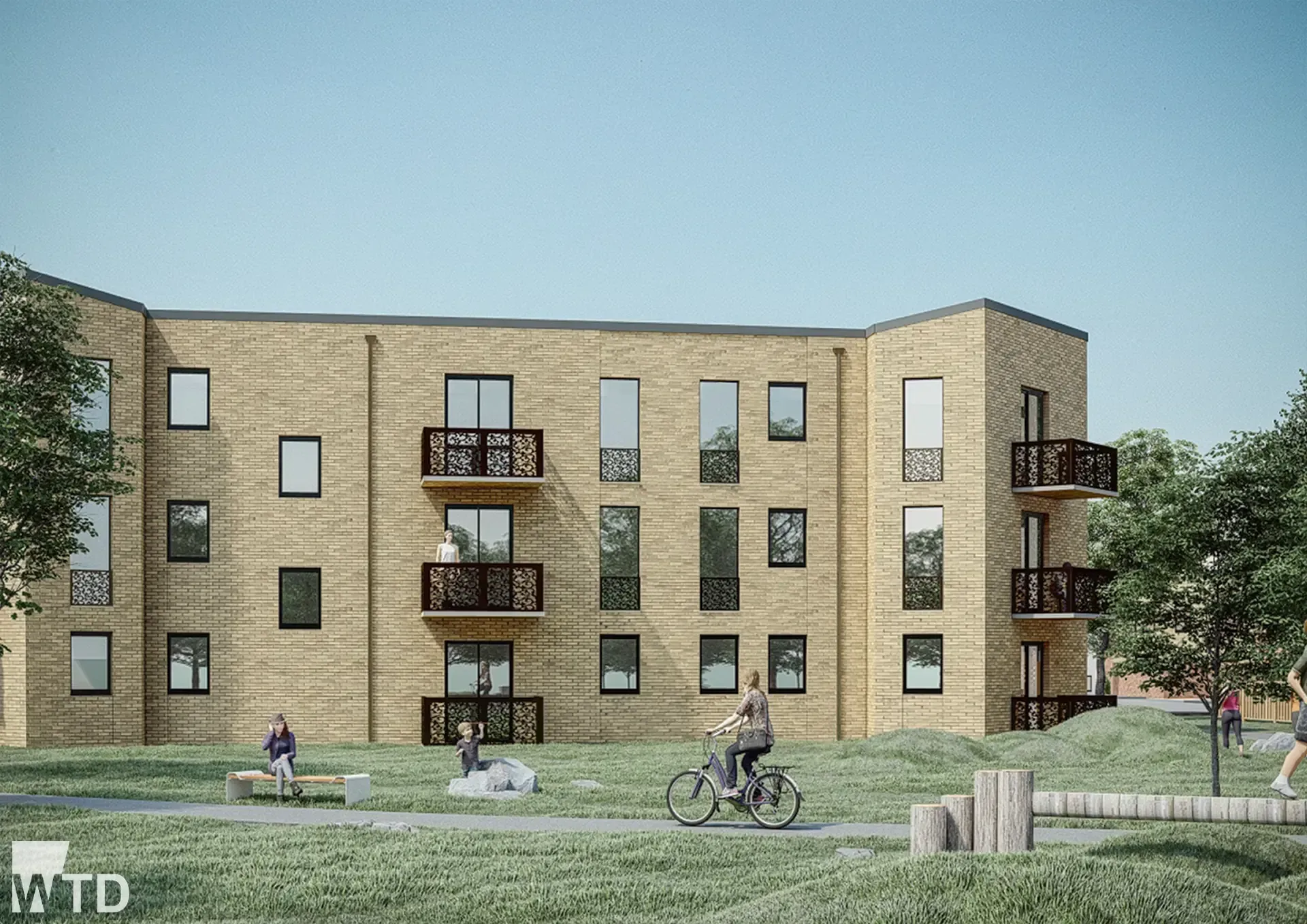 WTD Project - Threescore Phase 3 - View of apartment block and open space