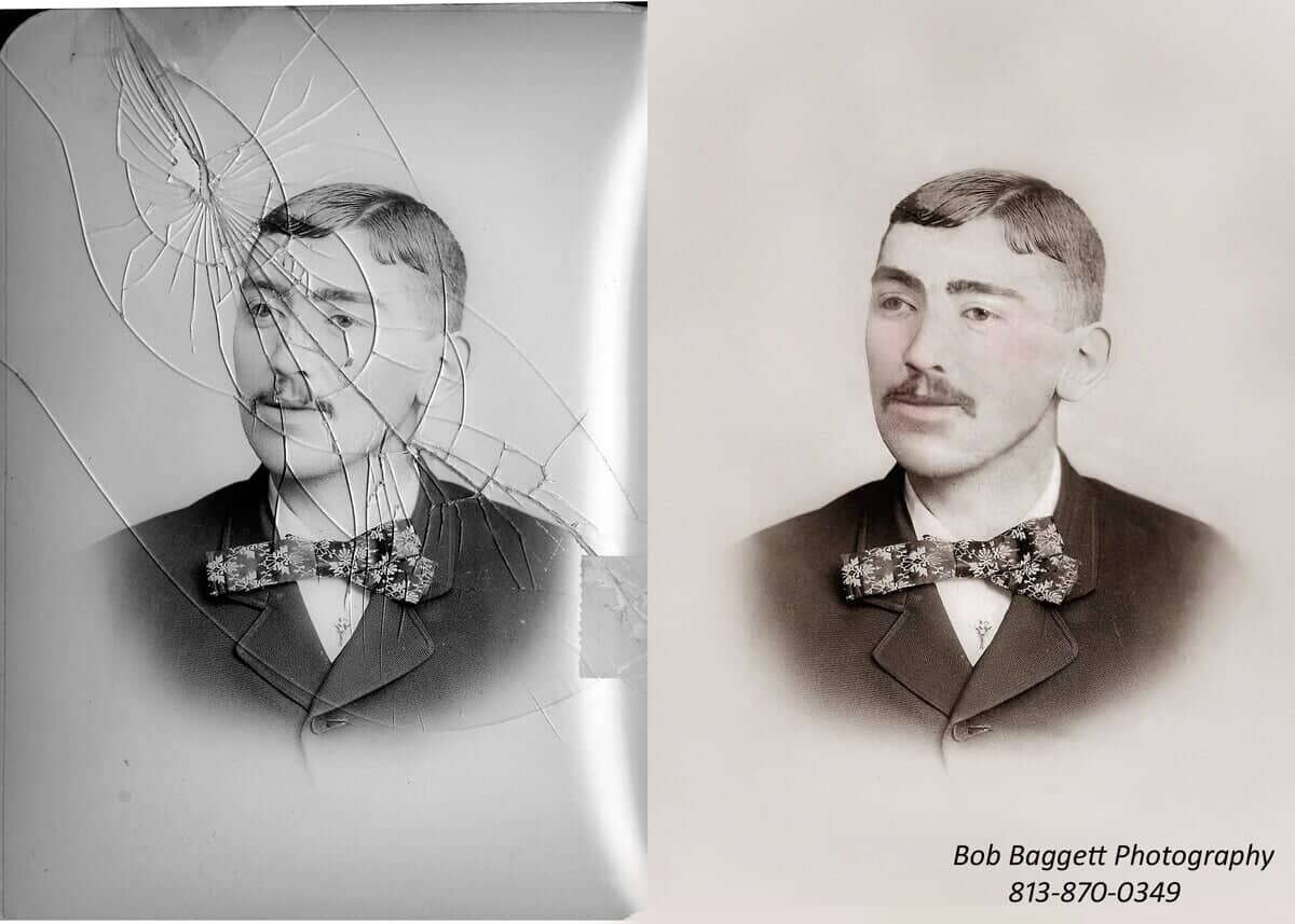 Cracked Photo Of A Man Restored — Tampa, FL — Bob Baggett Photography Inc