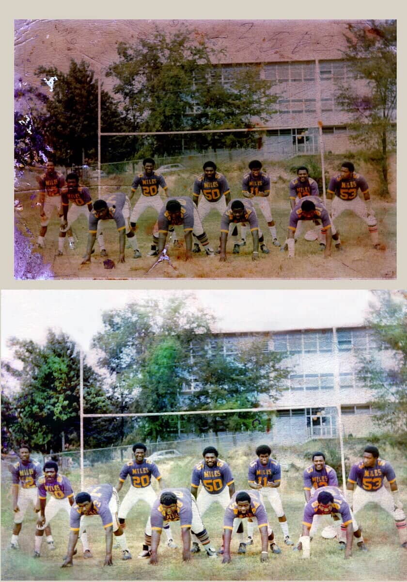 Restored Photo Of High School Football Team — Tampa, FL — Bob Baggett Photography Inc