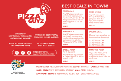 Pizza deals guys menu