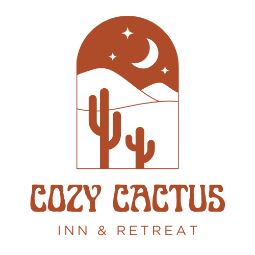A logo for a cozy cactus inn and retreat