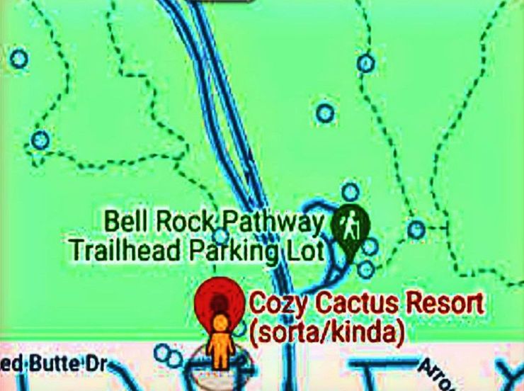 A map showing the location of a restaurant called cozy cactus