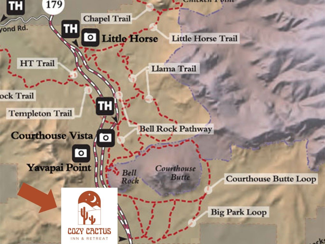 A map showing the location of the little horse trail