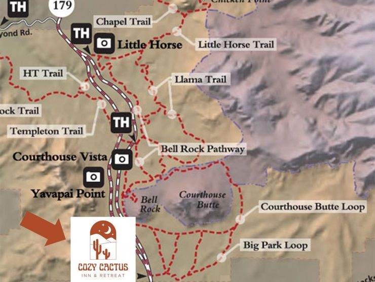 A map showing the location of the little horse trail