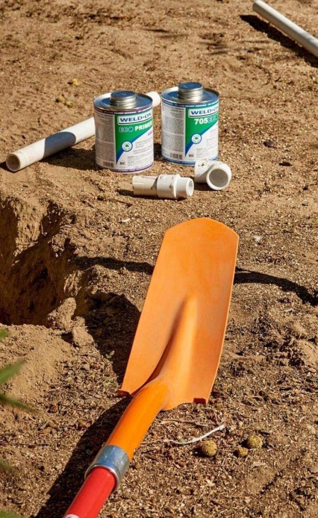 shovel pvc glue sprinkler repair