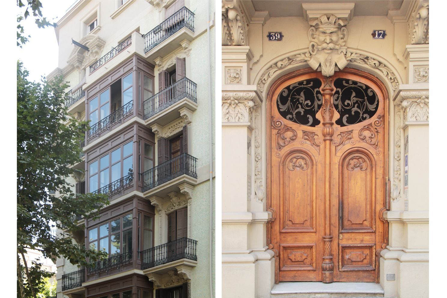 Una imagen de un edificio y una imagen de una puerta.