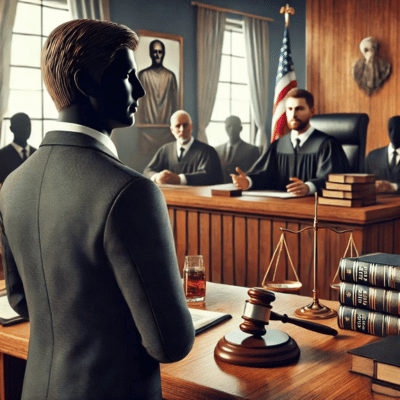 An attorney defending someone in court charged with white collar crime
