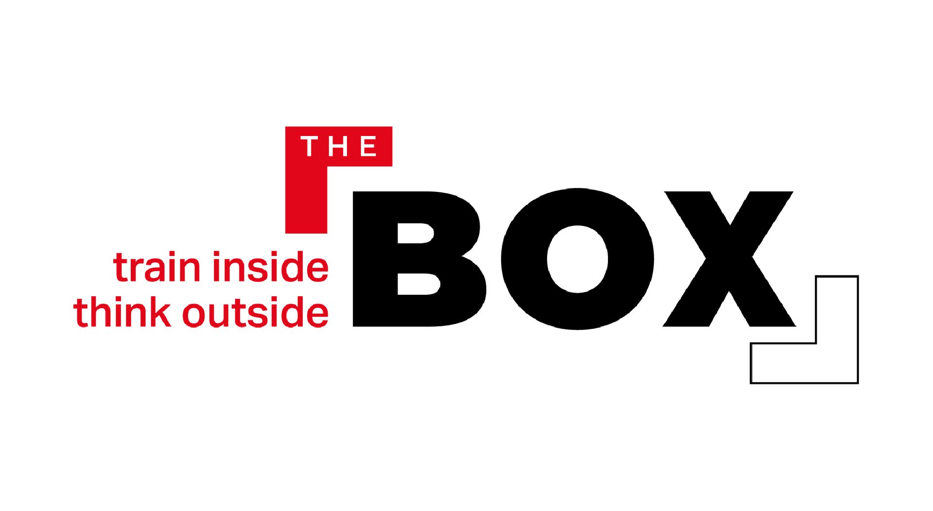 Logo für THE BOX mit der Aufschrift „Train inside, think outside“