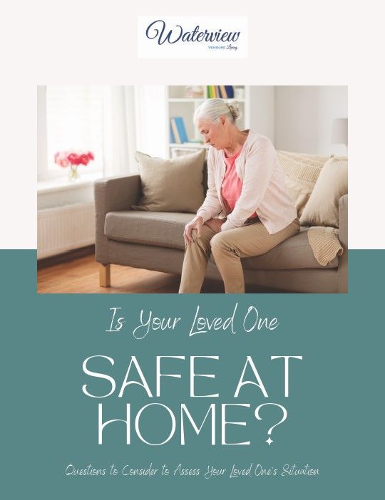 senior woman is sitting on a couch with her knee in pain .