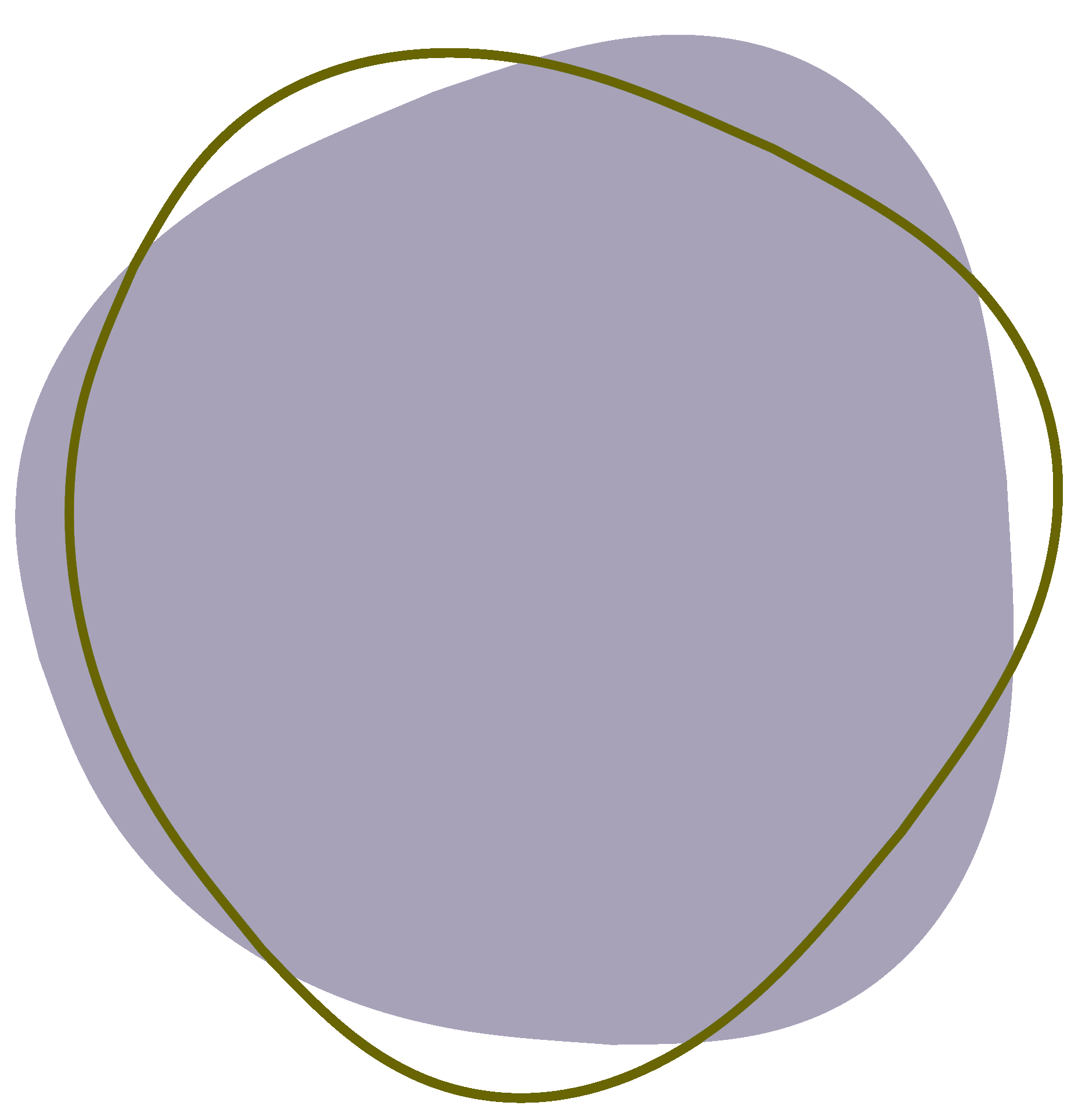Organic purple shape with thin green outline