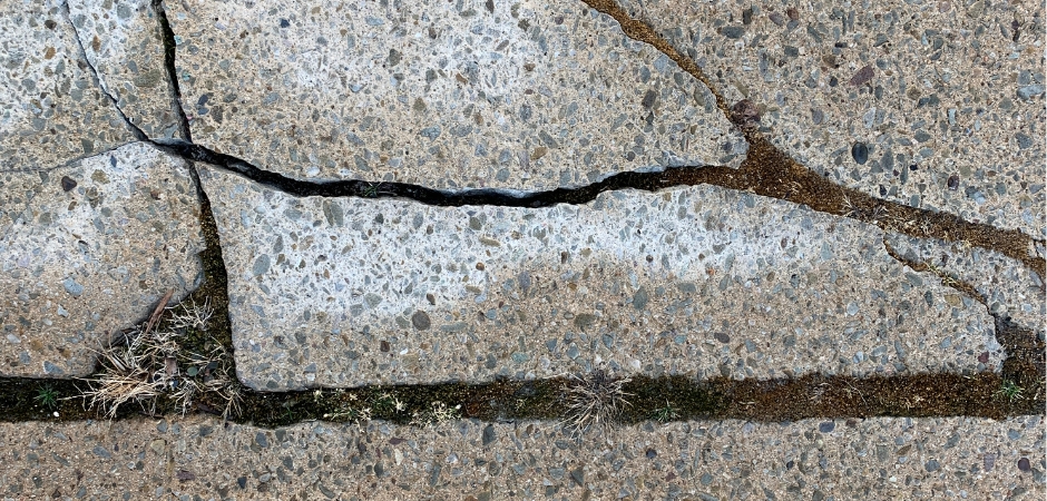 Cracked concrete.