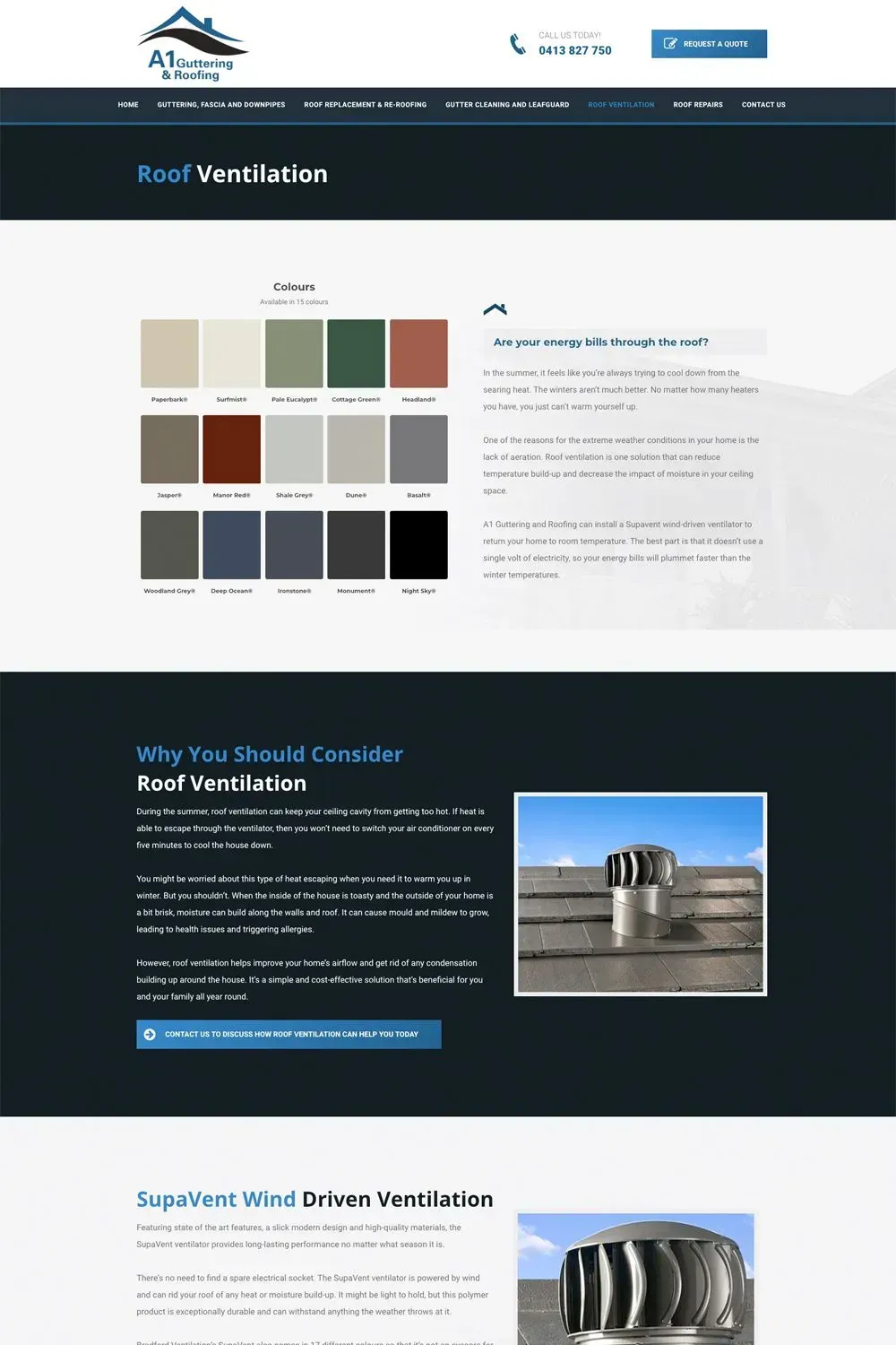 A1 Guttering & Roofing internal page website preview #4